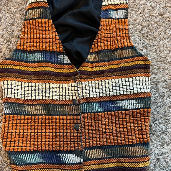 Jackets & Blazers - Vintage crossroads western boho embroidered woven button front vest size small